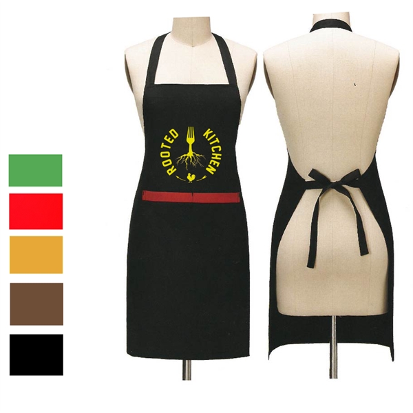 8 oz. Uniform fabric two-tone Kitchen aprons with 2 pockets